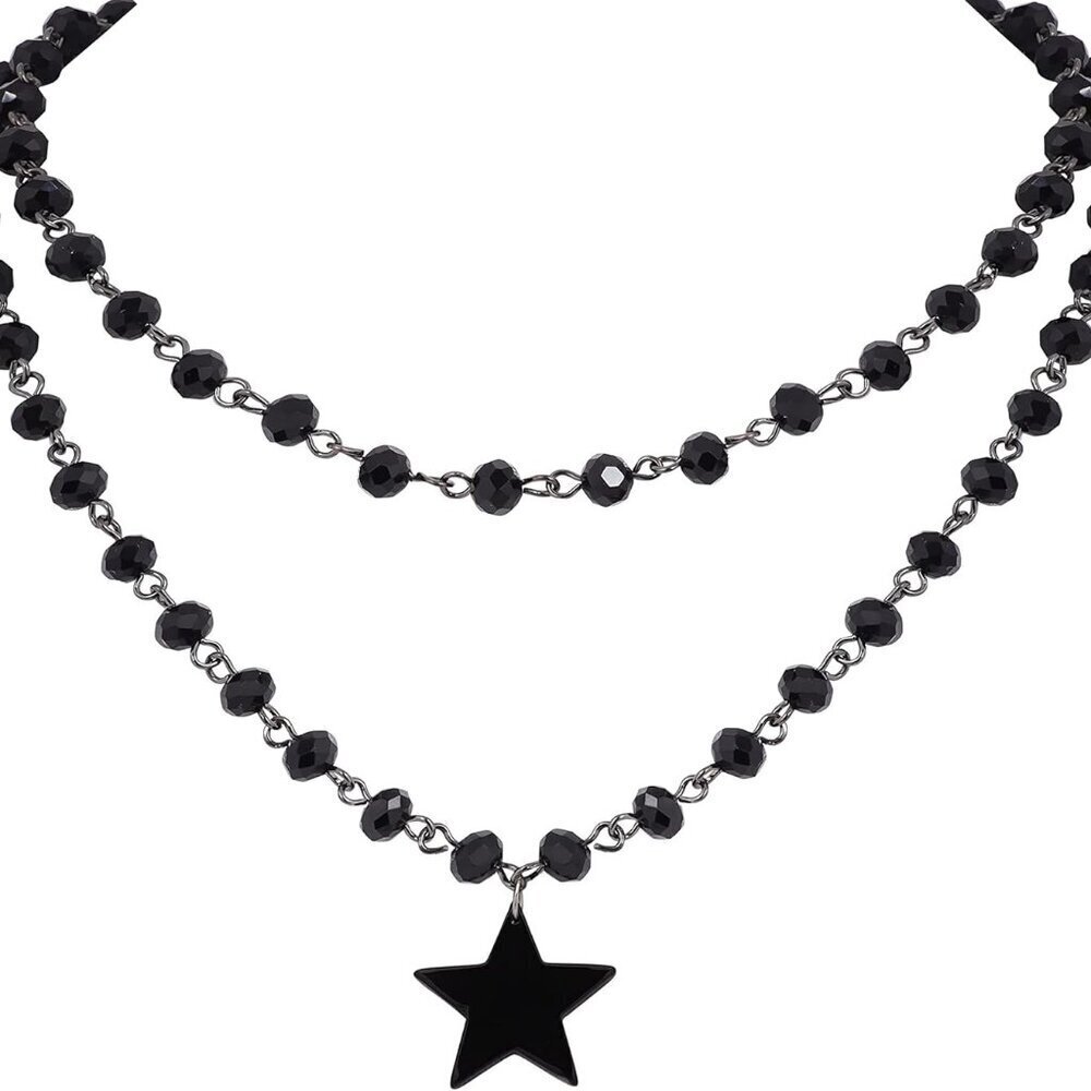 Goth Layered Star Choker Black Jewelry Punk Emo Gothic Necklace Women